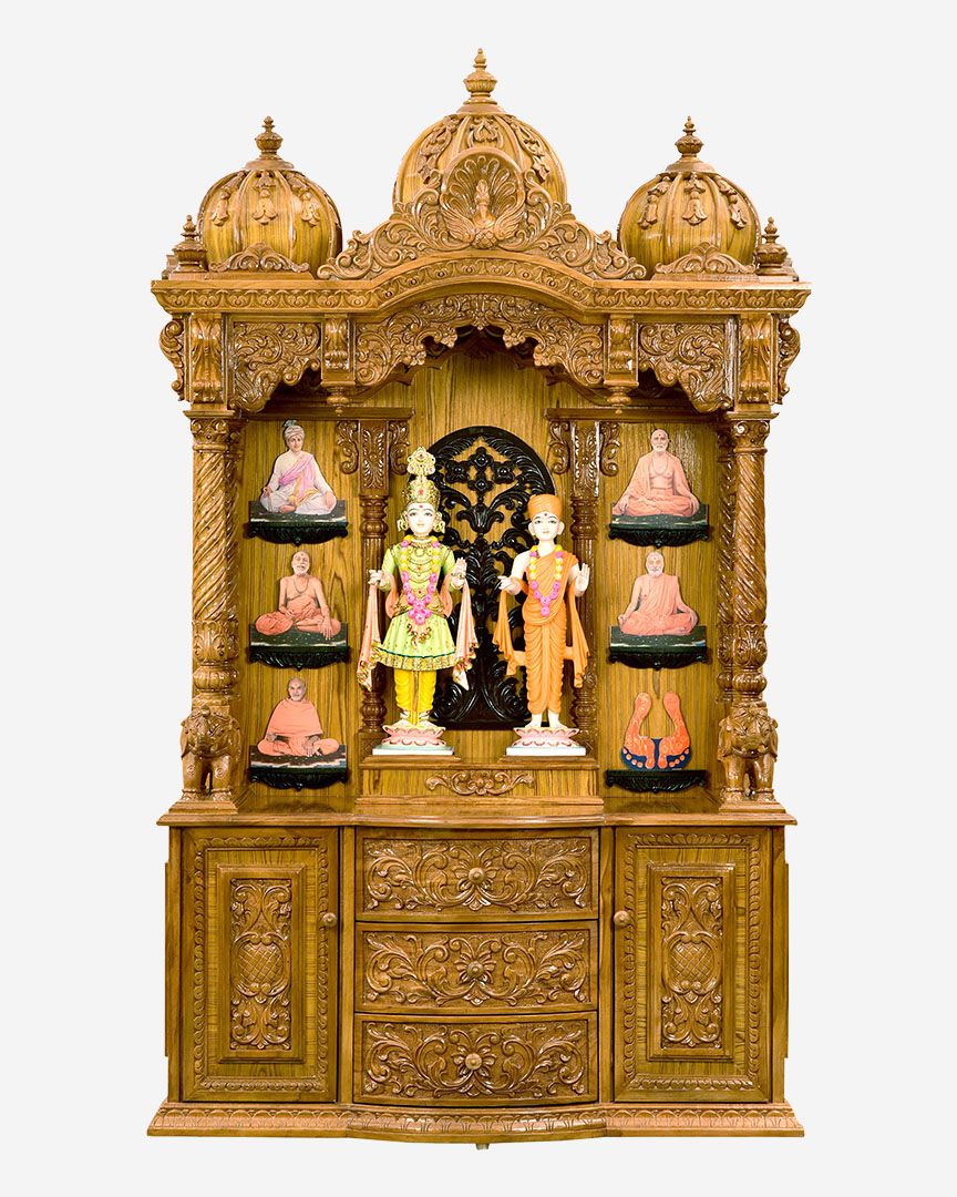 Brown Teak Wood Wooden Carved Temple